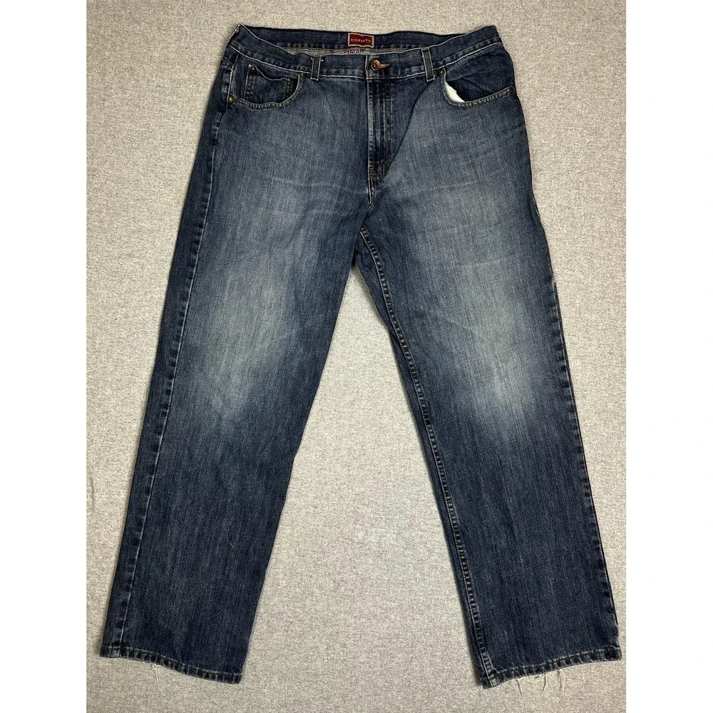 Tommy Hilfiger Jeans Mens 38x29 Blue Classic Straight Red Label Distressed Denim